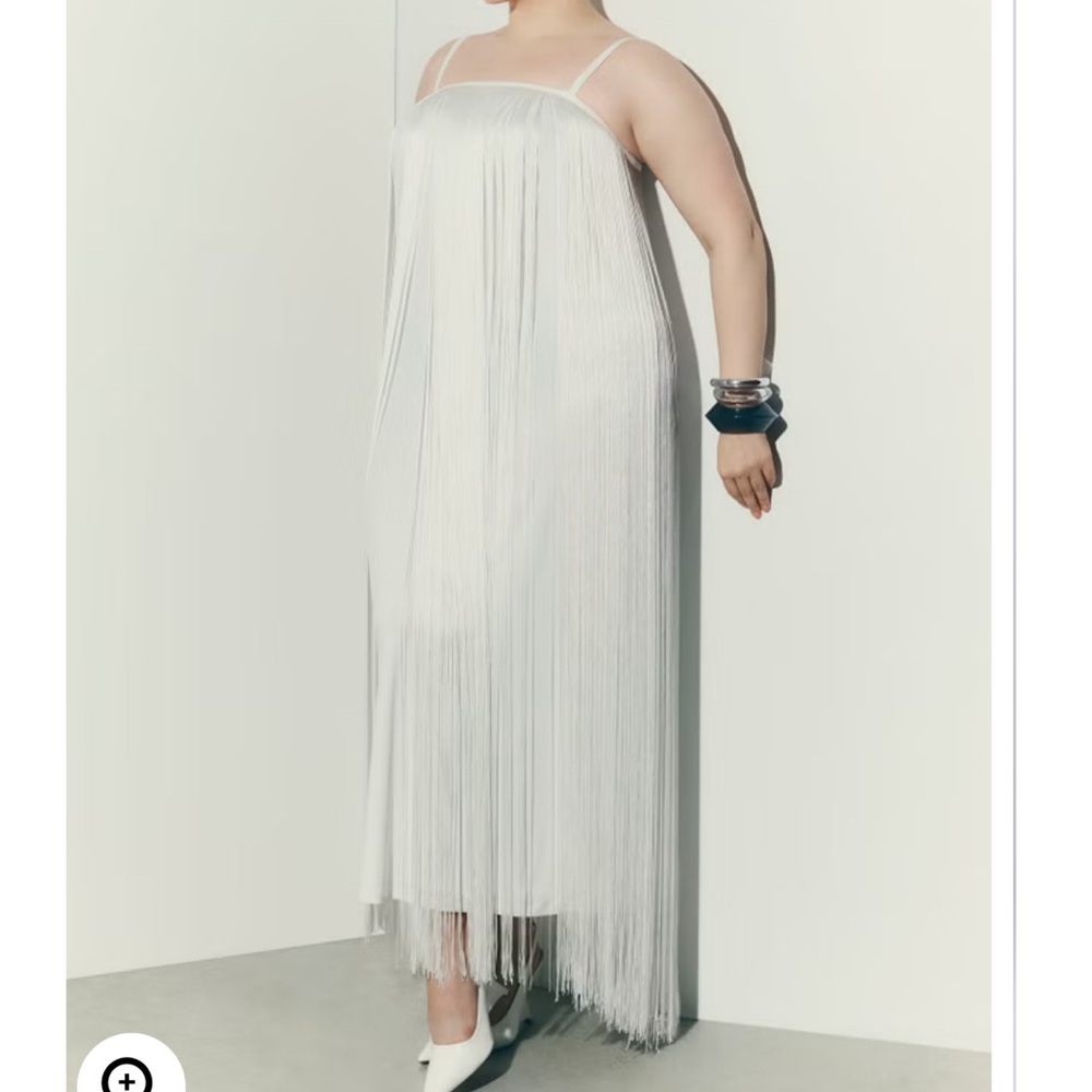 Eloquii FRINGE White Maxi Dress